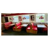 (2)Double-back booth seats (1)Single (3)tables (2)chairs