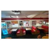 (2)Double-back booth seats (1)Single (3)tables (2)chairs