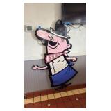 Pizza Hut Pete architectural restaurant mascot sign, wall mounted.