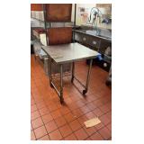 Rolling metal table 30" L x 30" D x 36" H
