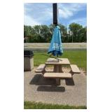 One-piece 4-bench Pebble Patio Table
