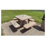 One-piece 4-bench Pebble Patio Table