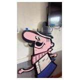 Pizza Hut Pete architectural restaurant mascot sign, wall mounted.
