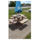 One-piece 4-bench Pebble Patio Table