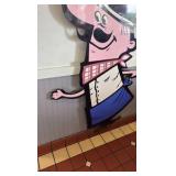 Pizza Hut Pete architectural restaurant mascot sign, wall mounted.