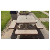 One-piece 4-bench Pebble Patio Table