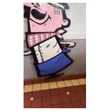 Pizza Hut Pete architectural restaurant mascot sign, wall mounted.