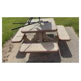 One-piece 4-bench Pebble Patio Table