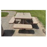 One-piece 4-bench Pebble Patio Table