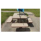 One-piece 4-bench Pebble Patio Table