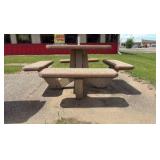 One-piece 4-bench Pebble Patio Table