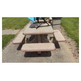One-piece 4-bench Pebble Patio Table