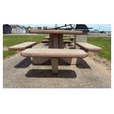 One-piece 4-bench Pebble Patio Table