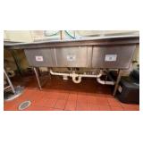 Stainless Steel 3-compartment sink faucet w/ pull-down sprayer