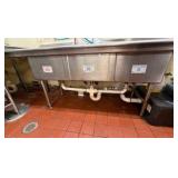 Stainless Steel 3-compartment sink faucet w/ pull-down sprayer