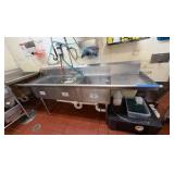 Stainless Steel 3-compartment sink faucet w/ pull-down sprayer