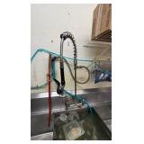 Stainless Steel 3-compartment sink faucet w/ pull-down sprayer