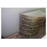 Set of Two 4-Door Mirrored Half-Circle Accent Cabinets