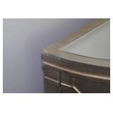 Set of Two 4-Door Mirrored Half-Circle Accent Cabinets