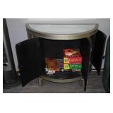 Set of Two 4-Door Mirrored Half-Circle Accent Cabinets