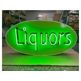 "Liquors" neon sign with original / vintage porcelain face