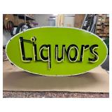 "Liquors" neon sign with original / vintage porcelain face