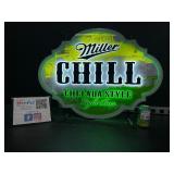 Miller Chill, Chelada Style Light Beer, fluorescent sign