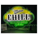 Miller Chill, Chelada Style Light Beer, fluorescent sign