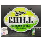 Miller Chill, Chelada Style Light Beer, fluorescent sign
