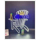 Corona Adirondack chair, LED sign