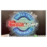 Coors Light, Super Cold Certified, neon sign
