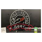 Goose Island Beer with neon goose head, neon sign