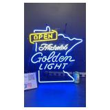 Michelob Golden Light / "Open" neon with MN state border, NIB