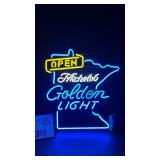 Michelob Golden Light / "Open" neon with MN state border, NIB