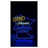 Michelob Golden Light / "Open" neon with MN state border, NIB