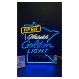Michelob Golden Light / "Open" neon with MN state border, NIB