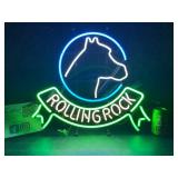 Rolling Rock Extra Pale Ale with neon horse head
