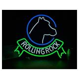 Rolling Rock Extra Pale Ale with neon horse head