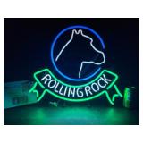 Rolling Rock Extra Pale Ale with neon horse head