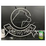 Rolling Rock Extra Pale Ale with neon horse head