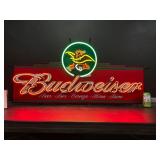 Budweiser script with eagle, neon sign