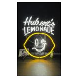 Huberts Lemonade neon sign with smiley lemon