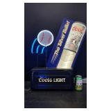Coors Light Silver Bullet w/ neon baseball on 3D molded plastic background