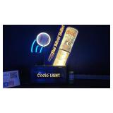 Coors Light Silver Bullet w/ neon baseball on 3D molded plastic background