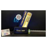 Coors Light Silver Bullet w/ neon baseball on 3D molded plastic background