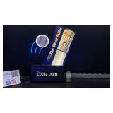 Coors Light Silver Bullet w/ neon baseball on 3D molded plastic background