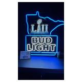 Bud Light Super Bowl LII with MN state outline, neon sign