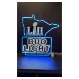 Bud Light Super Bowl LII with MN state outline, neon sign