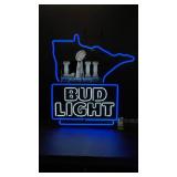 Bud Light Super Bowl LII with MN state outline, neon sign