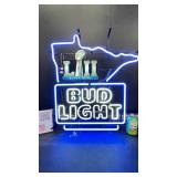 Bud Light Super Bowl LII, with MN state border, small, neon sign